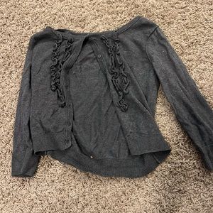 Mossimo Gray Ruffled Cardigan